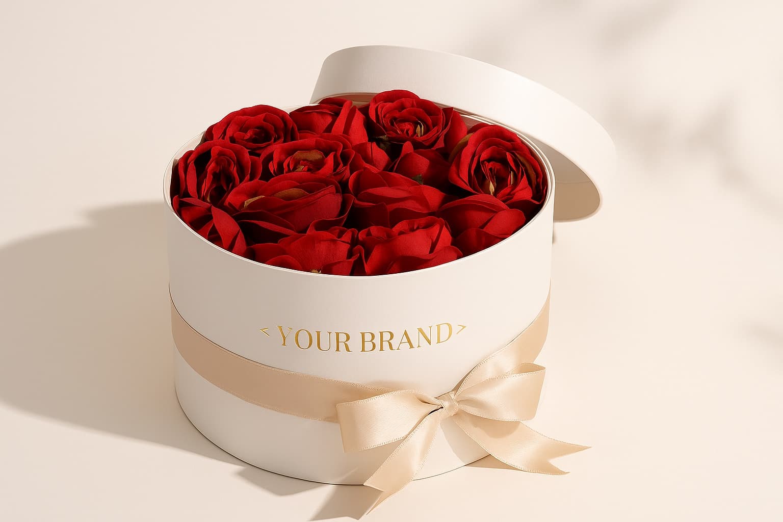 Elegant floral gift box with red roses